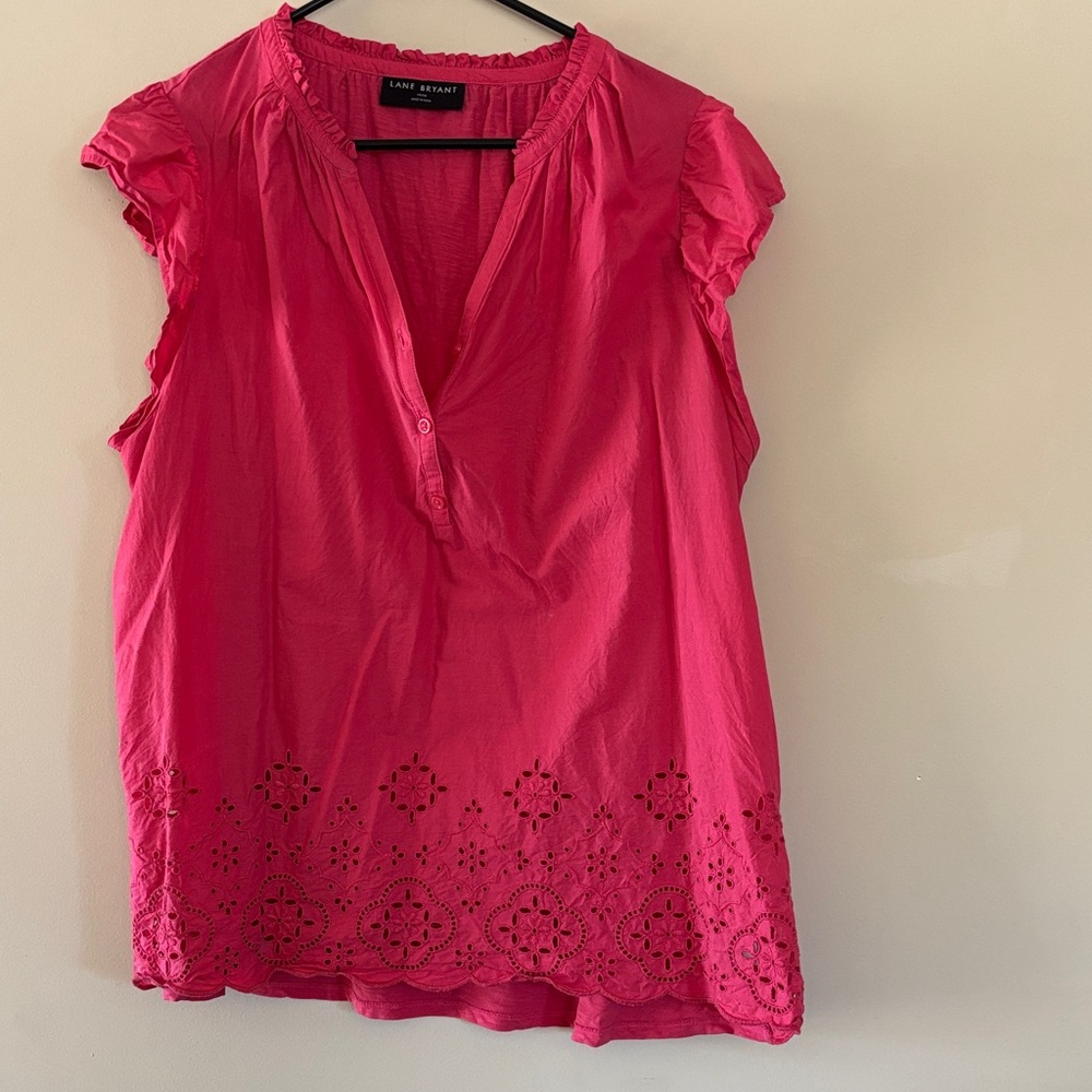 Lane Bryant Fuchsia Eyelet Blouse